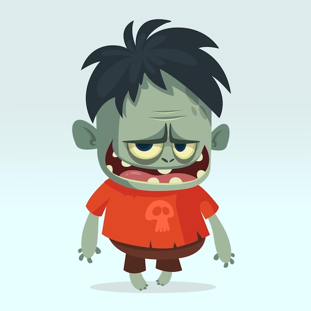 Dibujos animados divertidos zombies Halloween ilustración vectorial de monstruo aterrador