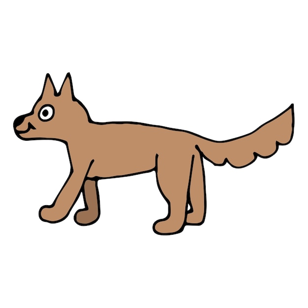 Dibujos animados doodle lineal lindo perro aislado sobre fondo blanco