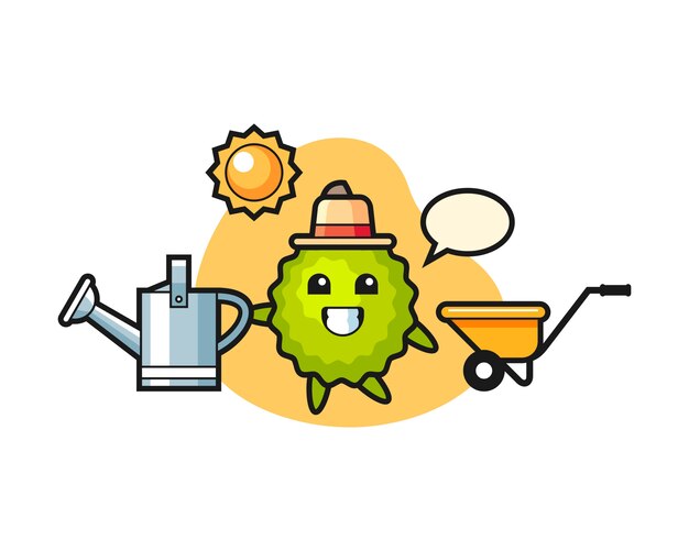 Dibujos animados de Durian con regadera