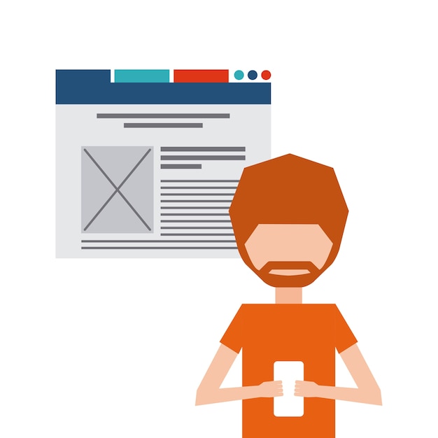 Dibujos animados e icono móvil. Concepto de blog Gráfico vectorial