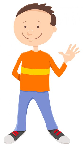 Dibujos animados de edad elemental o personaje de chico adolescente