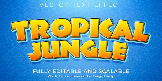 Dibujos animados editables de efecto de texto de selva tropical y estilo de texto divertido