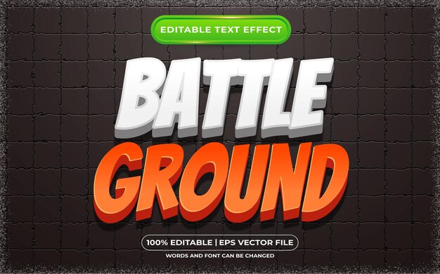Dibujos animados de efecto de texto editable de campo de batalla y estilo de juego