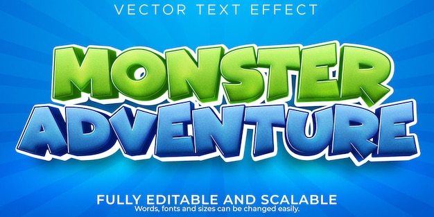 Vector dibujos animados de efecto de texto editable, cómic en 3d y estilo de fuente divertido