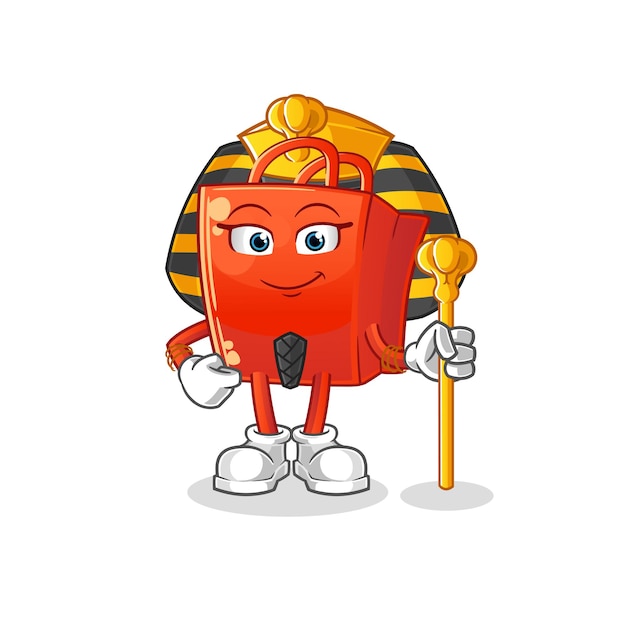 Dibujos animados de Egipto antiguo de bolsa de compras. vector de mascota de dibujos animados