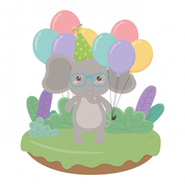 Dibujos animados de elefante con feliz cumpleaños