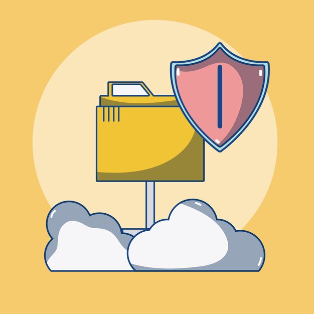 Dibujos animados y elementos de Cloud Computing