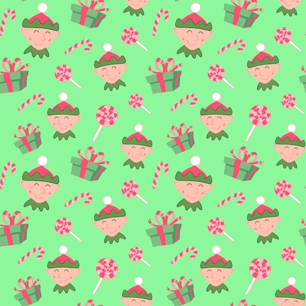 dibujos animados de elfos sin costuras con regalos de gnomos