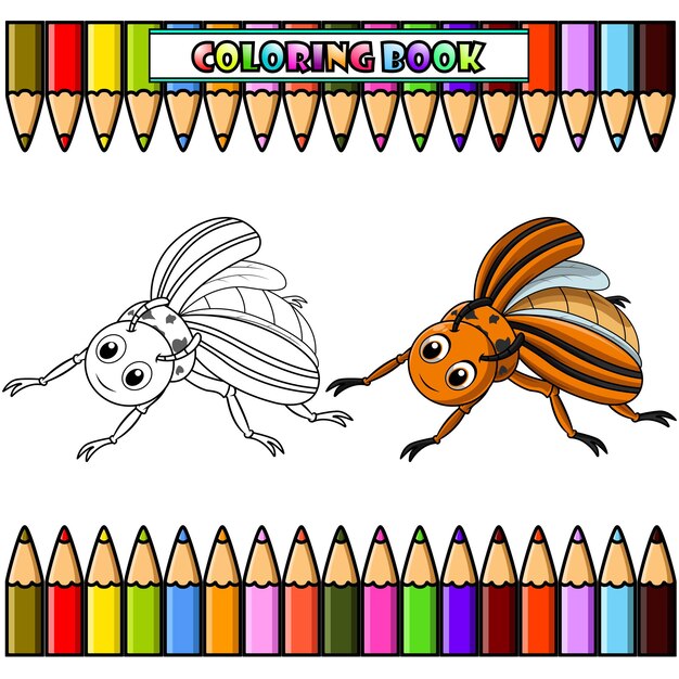 Dibujos animados del escarabajo de colorado para libro de colorear