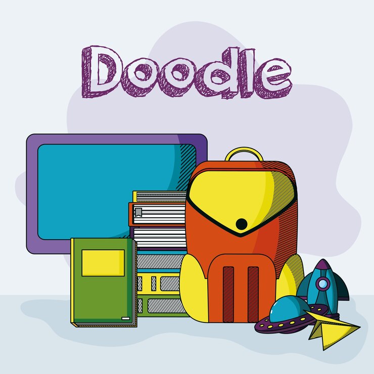 Vector dibujos animados escuela doodle