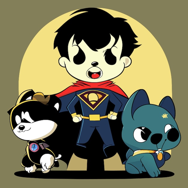 Vector dibujos animados de estilo disney para niños como superman frankenstein, etc. ilustración vectorial