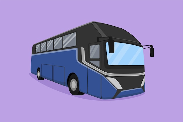 Dibujos animados de estilo plano que dibujan autobuses expresos que sirven viajes interurbanos de pasajeros entre provincias y también son utilizados por turistas Vehículo público en carretera Vida urbana Diseño gráfico ilustración vectorial