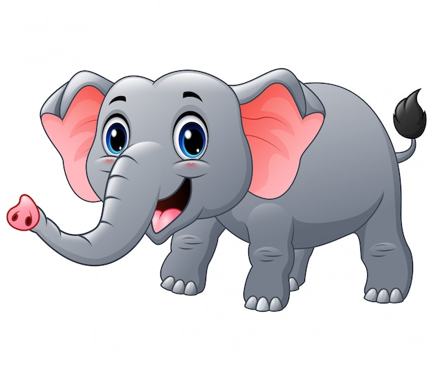 Dibujos animados feliz elefante sobre un blanco