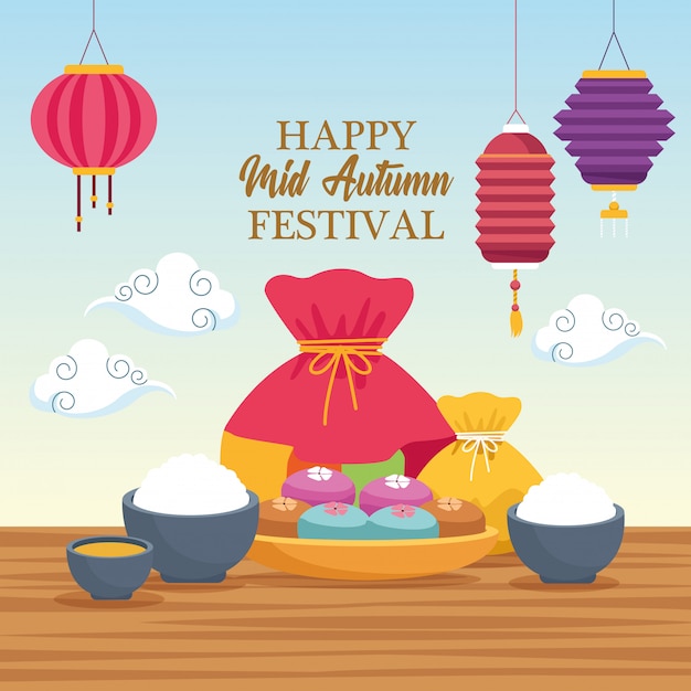 Dibujos animados de festival chino de mediados de otoño