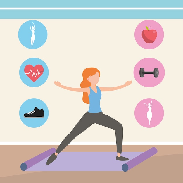 Vector dibujos animados de fitness de salud