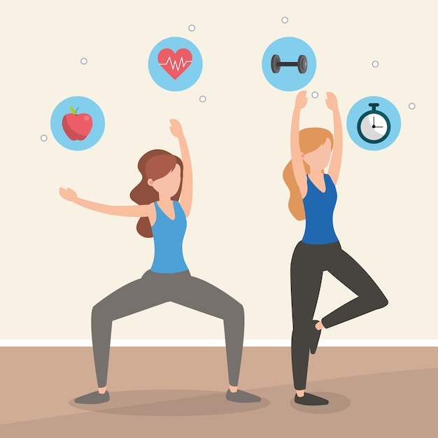 Dibujos animados de fitness de salud