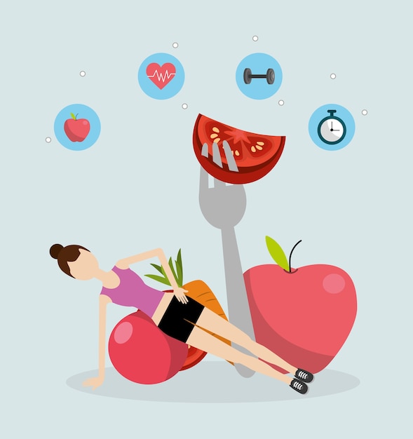 Vector dibujos animados de fitness de salud