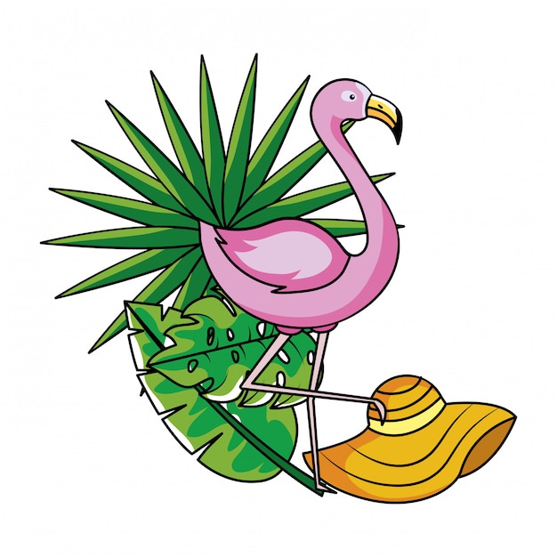 dibujos animados de flamingo tropical verano rosa