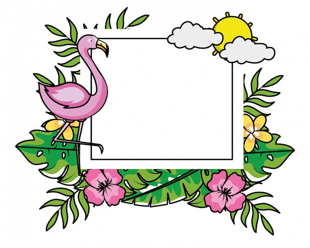 Dibujos animados de flamingo tropical verano rosa