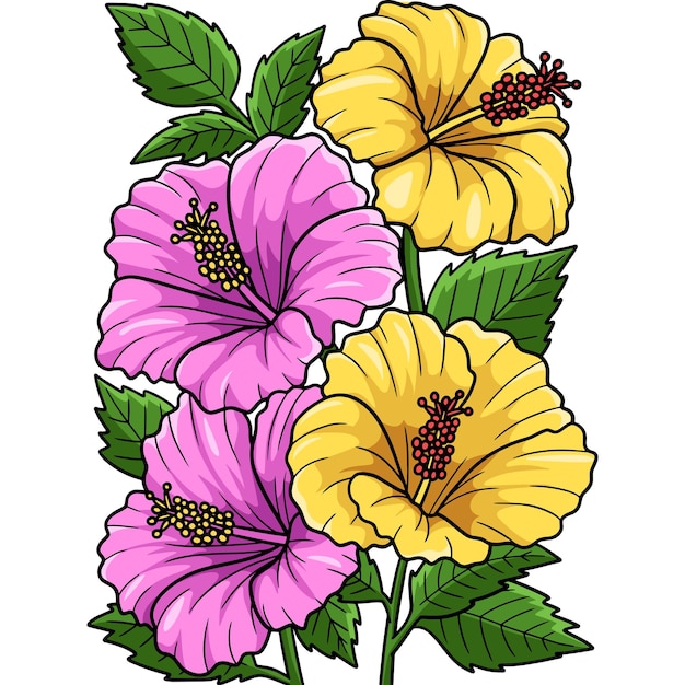 Dibujos animados de flor de hibisco coloreado Clipart