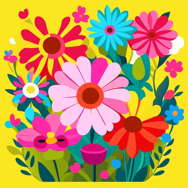 Vector dibujos animados de flores coloridas para la decoración de verano