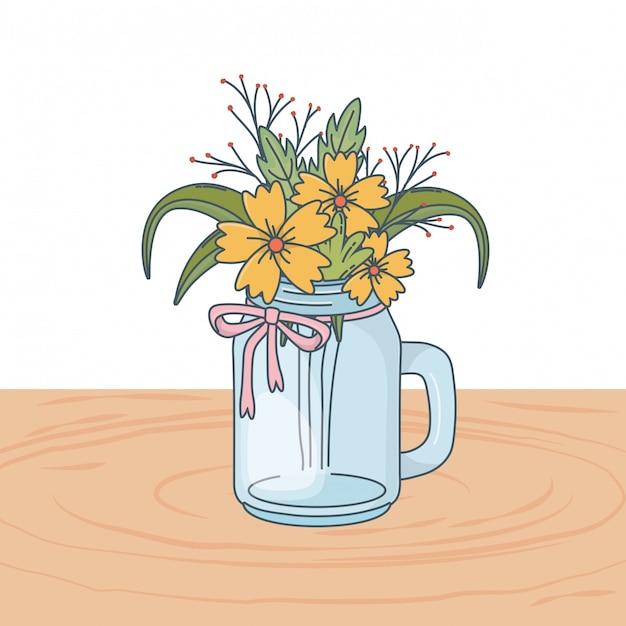 Dibujos animados de flores de naturaleza floral