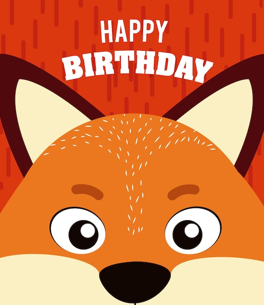 Dibujos animados de Fox en la tarjeta del feliz cumpleaños