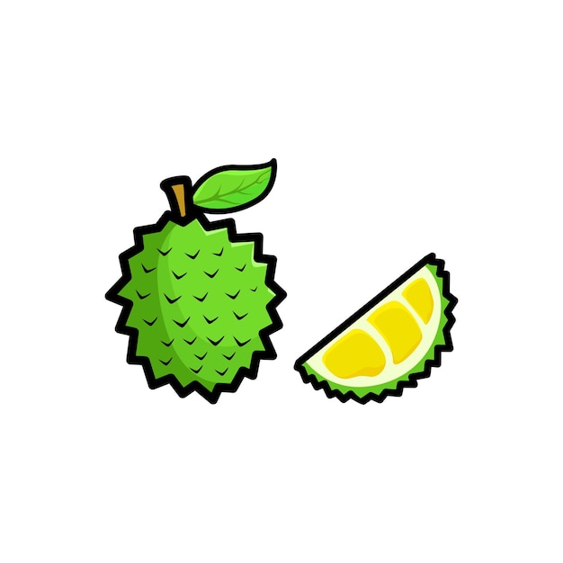 dibujos animados de fruta durián fresca, ilustración vectorial.