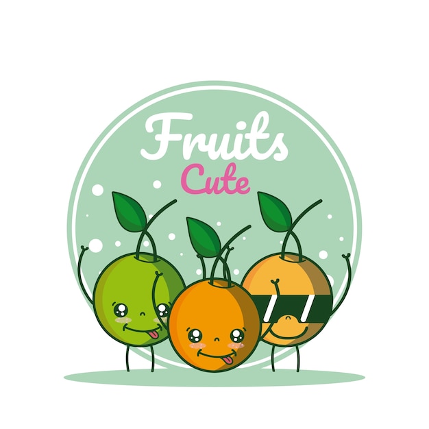 Dibujos animados de frutas lindas de naranjas