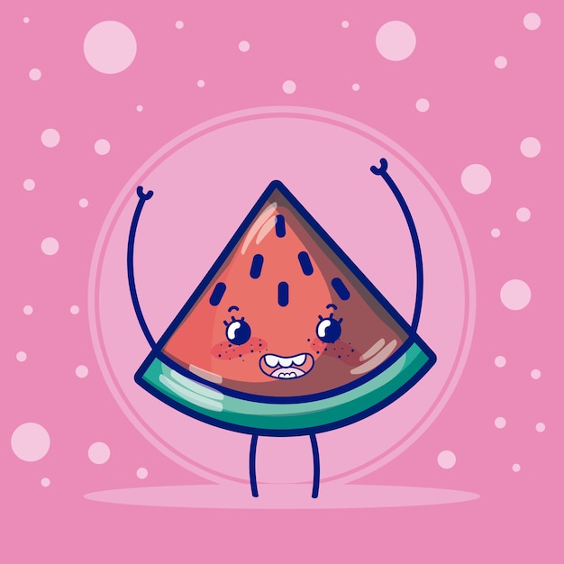 Vector dibujos animados de frutas lindas de sandía