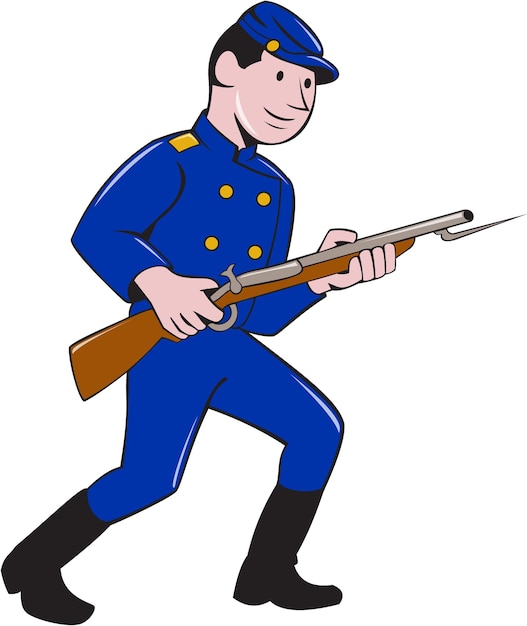 Dibujos animados de fusil de bayoneta de soldado del ejército de la Unión