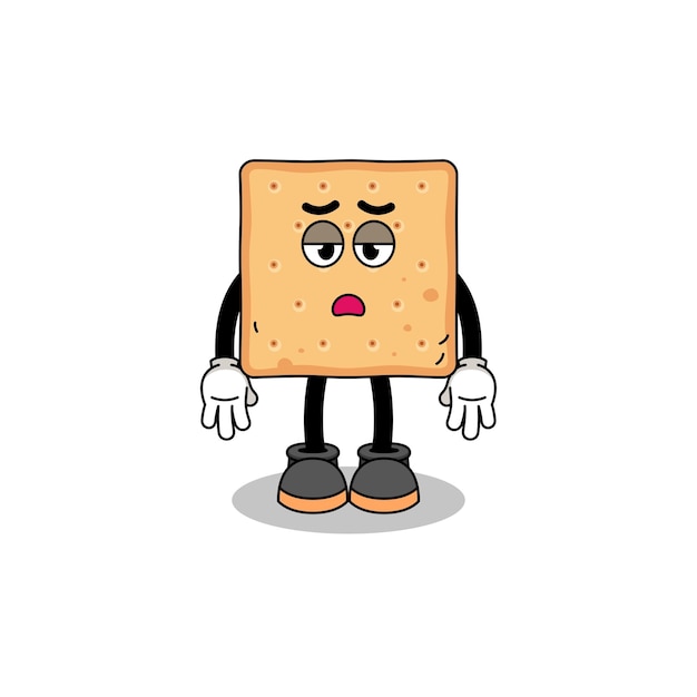 Dibujos animados de galleta cuadrada con gesto de fatiga