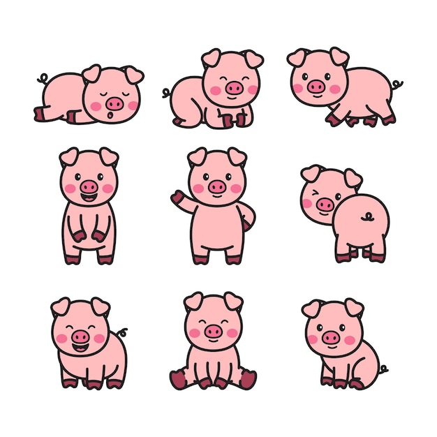 Dibujos animados de garabato de cerdo