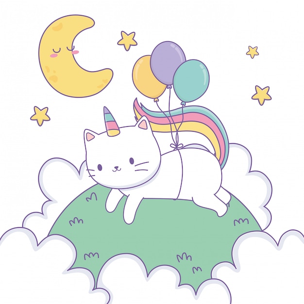 Dibujos animados de gato unicornio