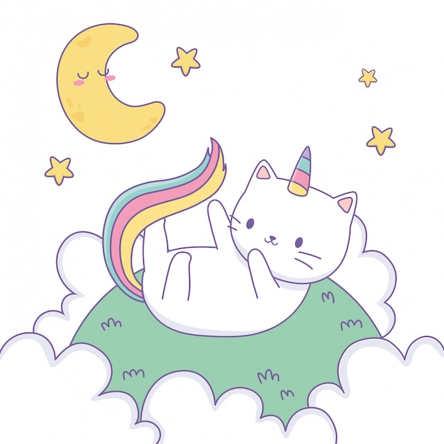 Dibujos animados de gato unicornio