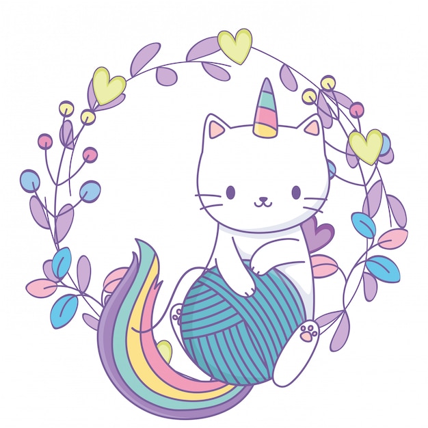 Dibujos animados de gato unicornio