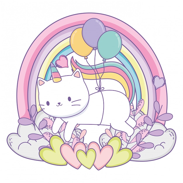 Vector dibujos animados de gato unicornio