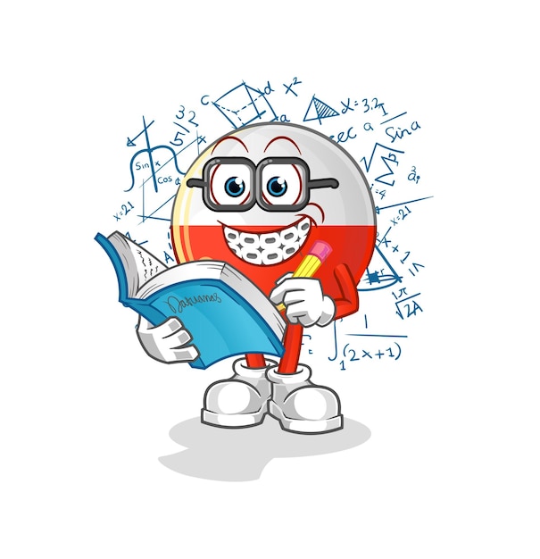 Dibujos animados de geek de bandera de Polonia. vector de mascota de dibujos animados