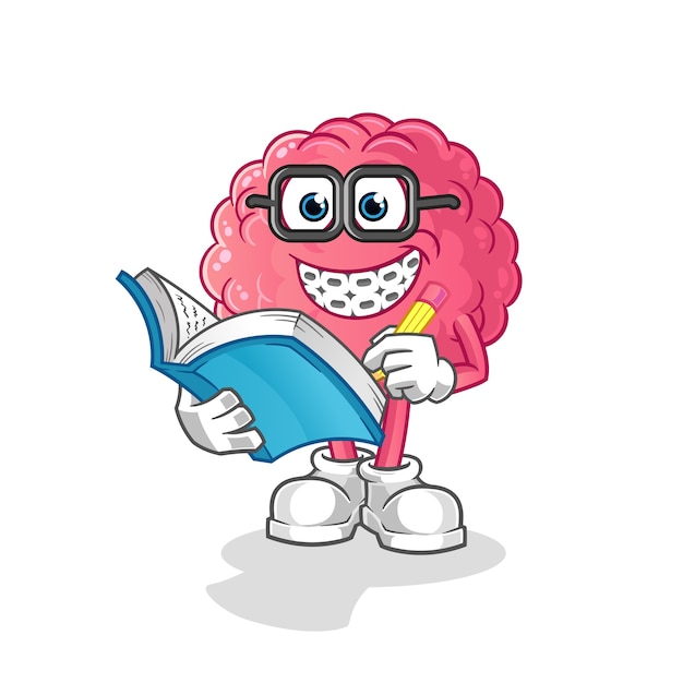 Dibujos animados de geek cerebro aislado en blanco
