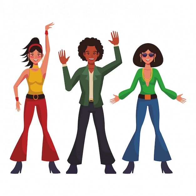 Dibujos animados de la gente del disco