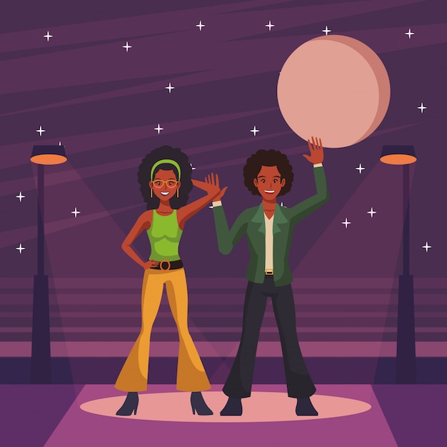 Dibujos animados de la gente del disco