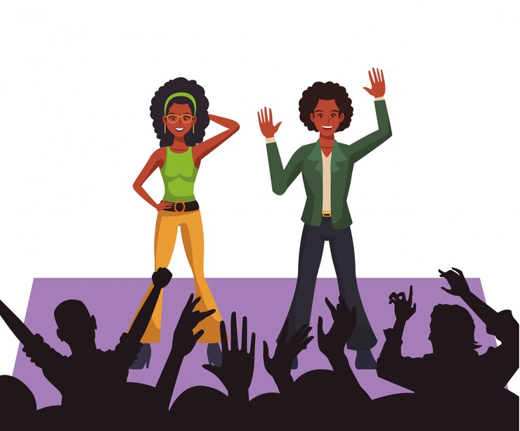 Vector dibujos animados de la gente del disco