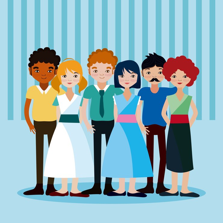 Vector dibujos animados de gente joven