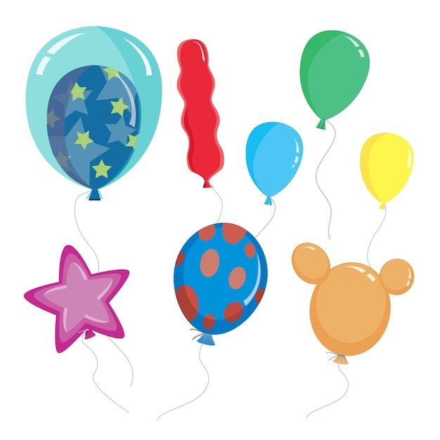 Vector dibujos animados de globos, con diferentes formas vectoriales.