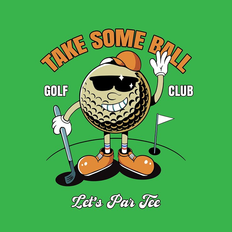 Dibujos animados de golf con estilo de mascota vintage
