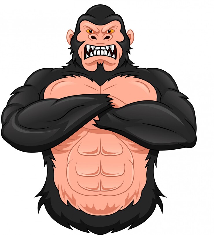 Vector dibujos animados de gorila en blanco