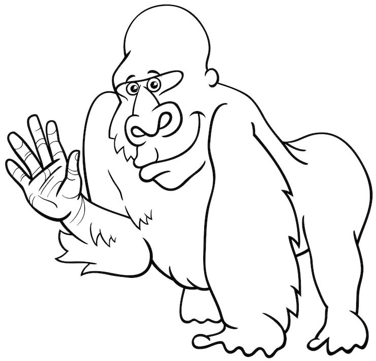Vector dibujos animados gorila mono animal salvaje personaje página de colorear