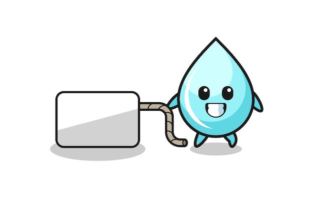 Dibujos animados de gota de agua está tirando de una pancarta, diseño lindo