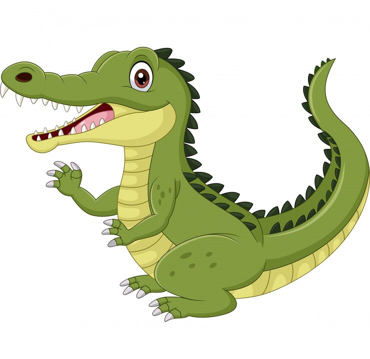 Vector dibujos animados gracioso cocodrilo agitando la mano aislada en blanco