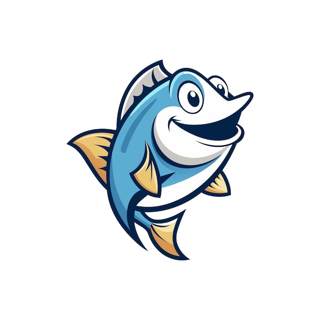 Un dibujos animados gracioso peces locos personaje vectorial alegre icono de pesca humorístico